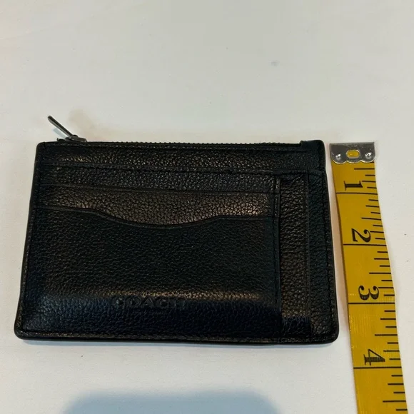 Coach Black Leather Zip Card Case Wallet - Picture 12 of 12